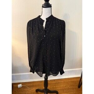 CeCe Black and Gold Blouse in Size Small